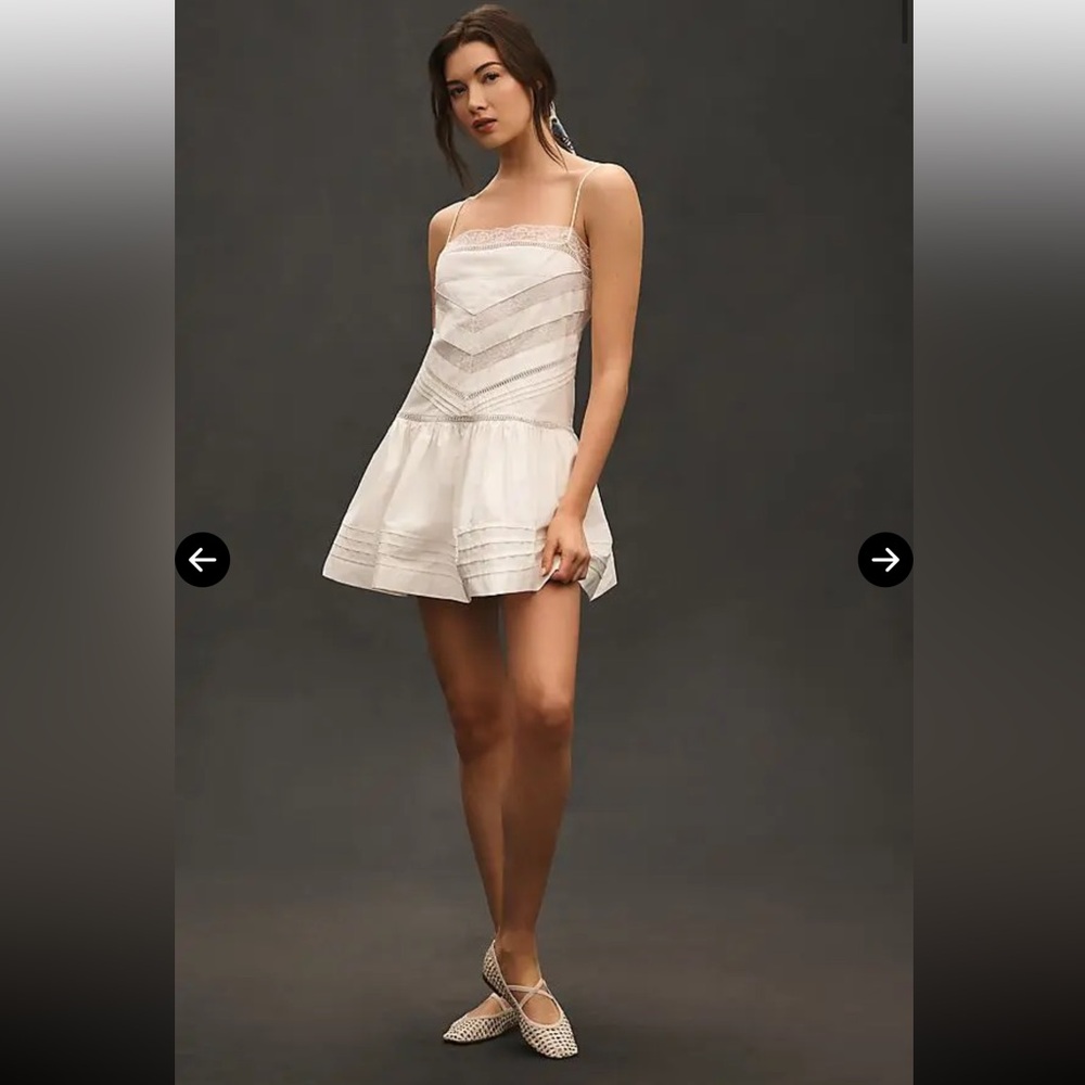 Maeve Square Neck Lace Mix Mini Dress